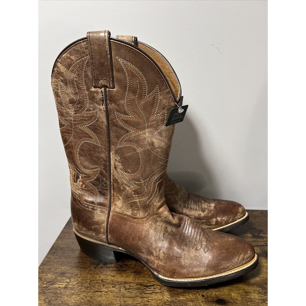 NEW Cody‎ James Larsen Western Boots Medium Toe ~ Distressed Brown Men's Sz 9D